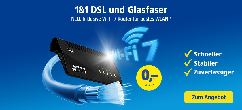 Aktion: 1&1 Breitband mit kostenlosem Wi-Fi 7 Router